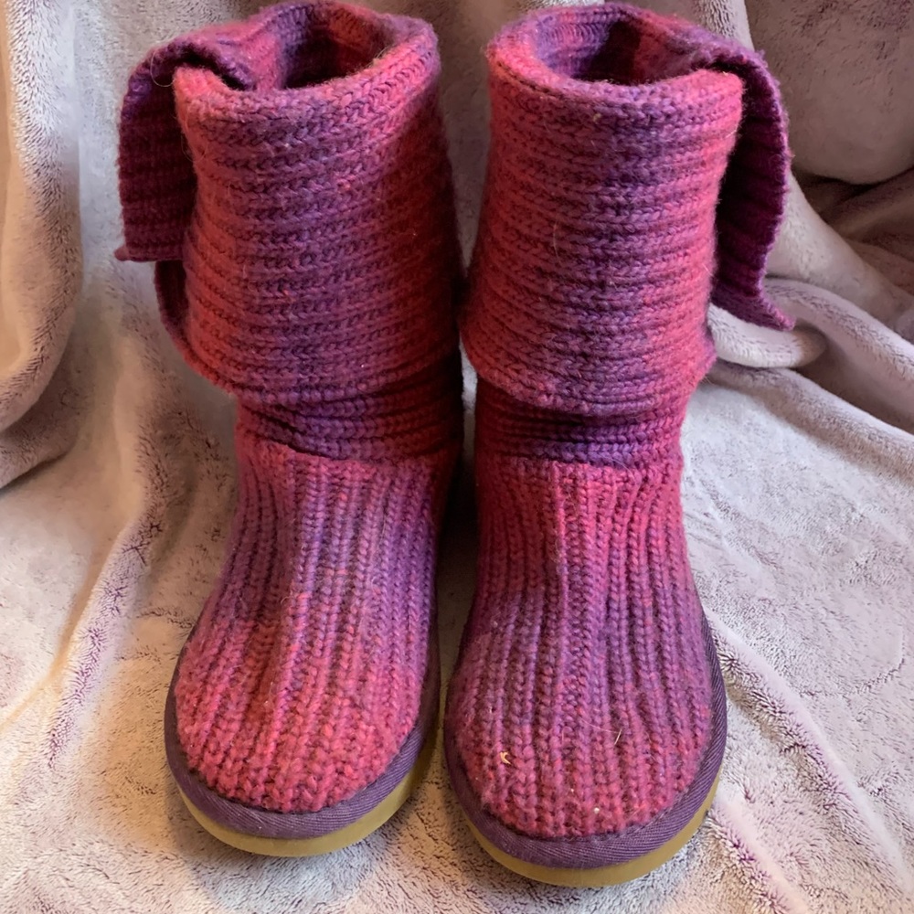 Pink and purple sweater/knit Uggs. Kids 4